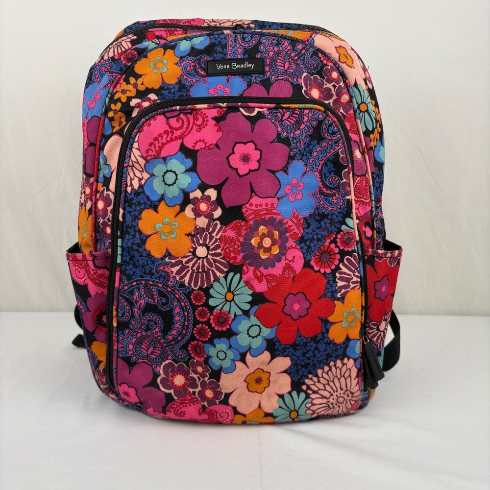 Vera Bradley‎ Campus Backpack Floral Fiesta Pattern School Travel Book Bag